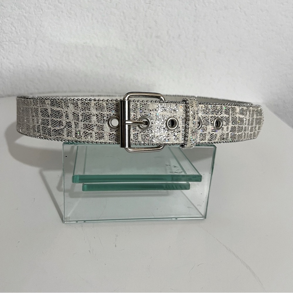 White & Silver Bling Belt M/L
